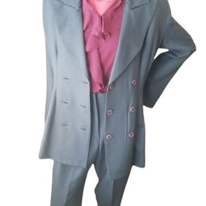 La Belle | Vintage Retro Houndstooth Highwaisted 2 PC Career Pant Suit Size 9